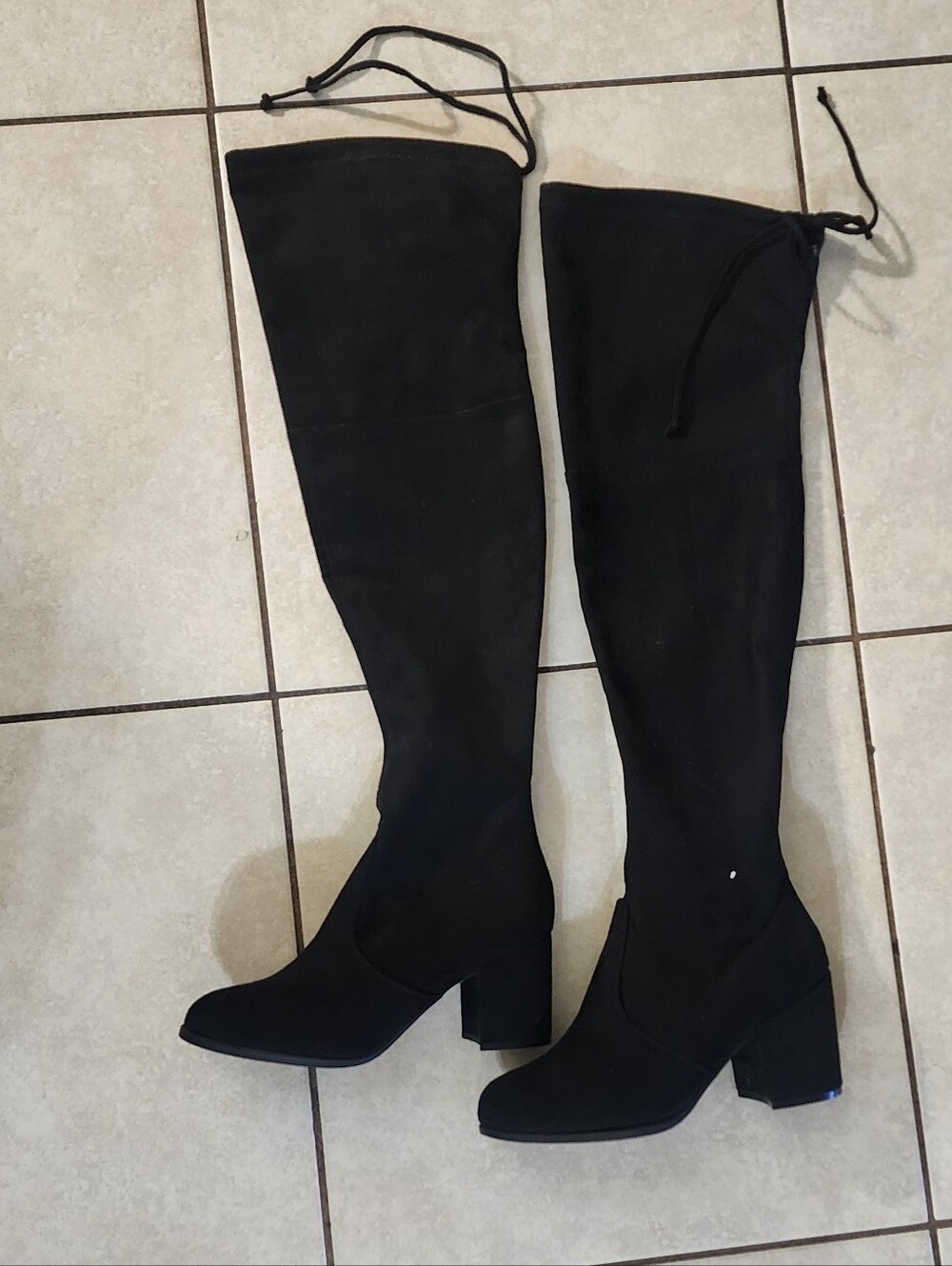 Women's Black Over-the-Knee Block Heel Boots